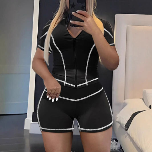 Fashionable And Elegant Yoga Slim-Fit Shorts Set