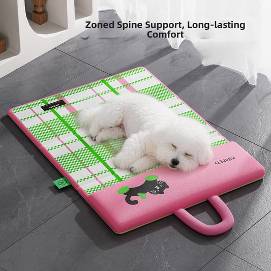 Summer Cooling Pet Mat Bed With Pillow Folding Portable Double-Sided For Cats Small Dogs