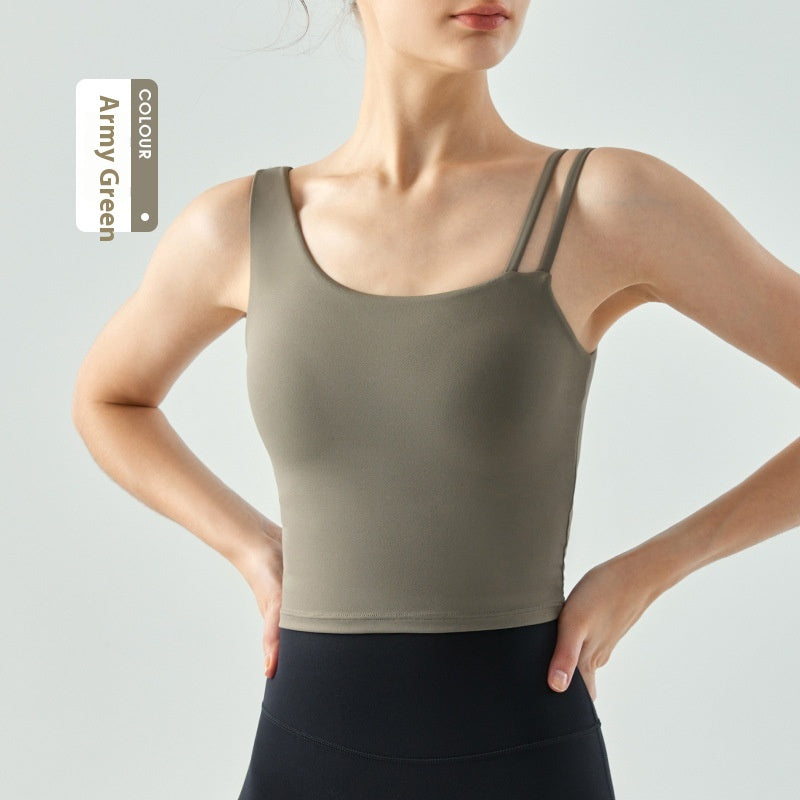 Yoga Vest Female Semi-fixed Water Drop Cup Tight Beauty Back Underwear