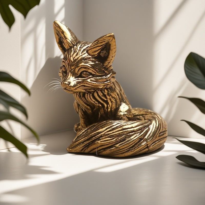 Fox Ornament For Study Or Office Desk Solid Forged Copper Tea Pet