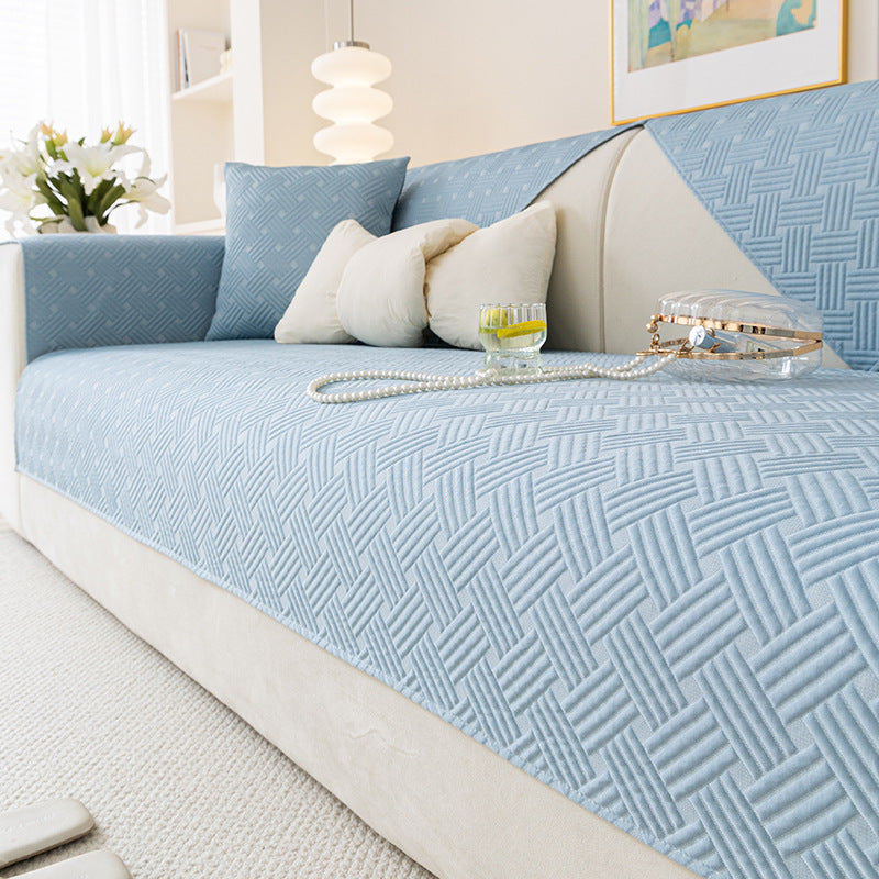 Cream-colored Viscose Sofa Mat Cooling Summer Sofa Cover