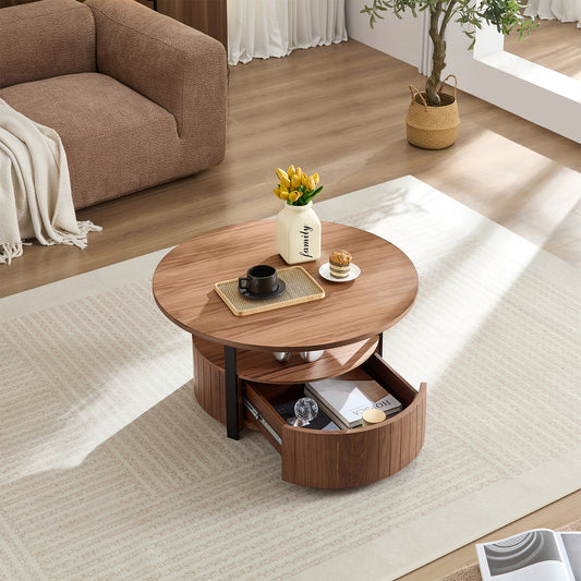 Wood Coffee Table Round, Rustic Charm For Living Room Decor