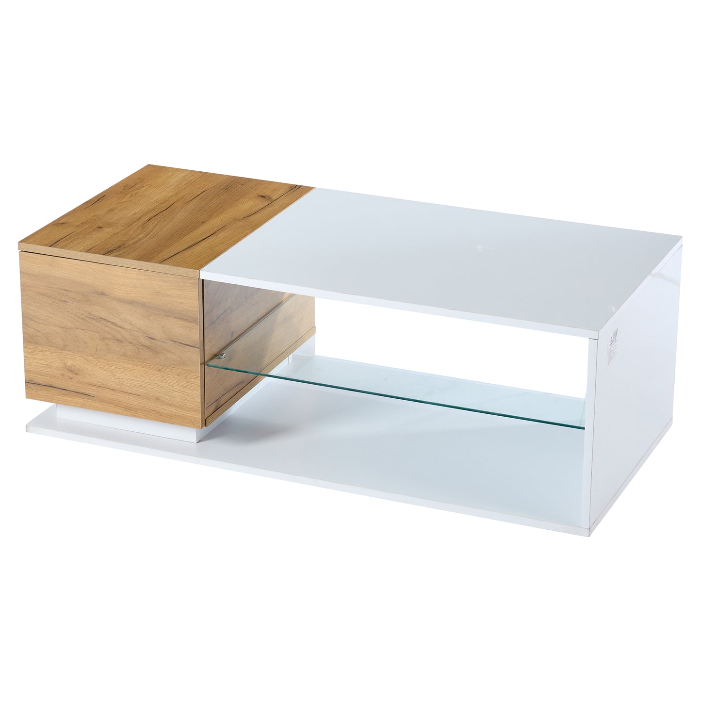 LED Coffee Table, High Gloss Coffee Table, Living Room Table With Lighting And LED Light Strip, Coffee Table With Storage, 105x50x36cm