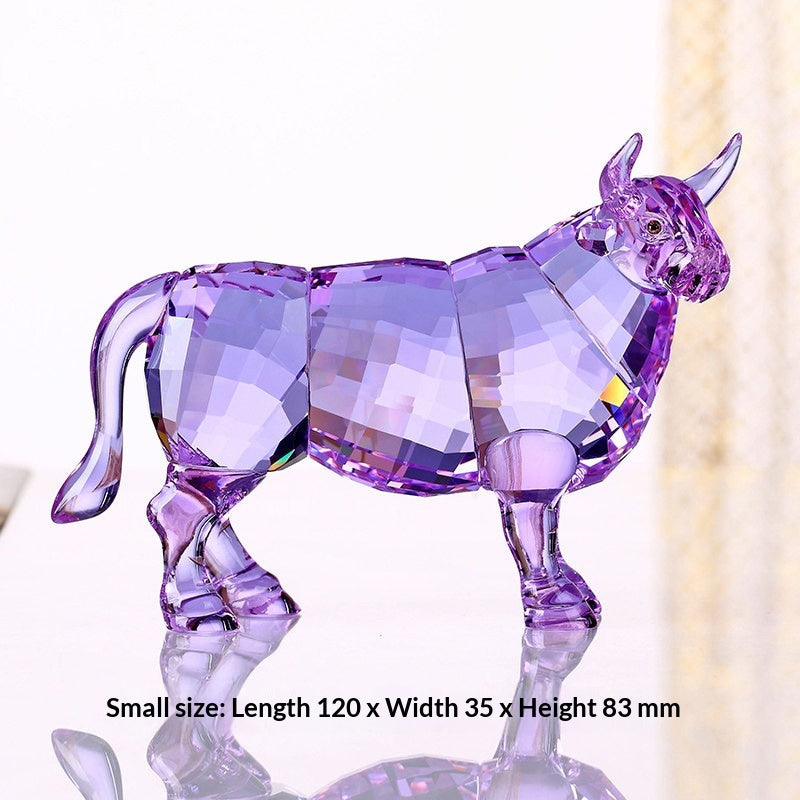 Crystal Ornament Lucky Mascot Wangcai Ox Gift Craft Decoration Piece