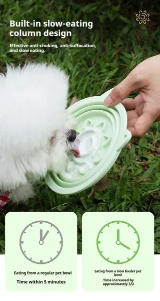 3-in-1 Pet Travel Collapsible Bowl Foldable Slow-Feeder With Strong Suction Cups  Portable Silicone Dog Bowl With Hook For Hanging On Collar-Backpack