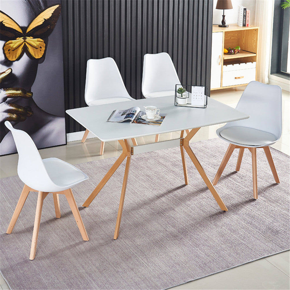 Modern Minimalist StyleDining Table MDF Anti-Scratch Top Metal Shelf Metal Heat Transfer Legs Leveling Feet For Dining Room Kitchen Office Table X 1 White