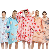 Oversized Wearable Blanket Hoodie – Double-Layer Flannel Lounge Hoodie