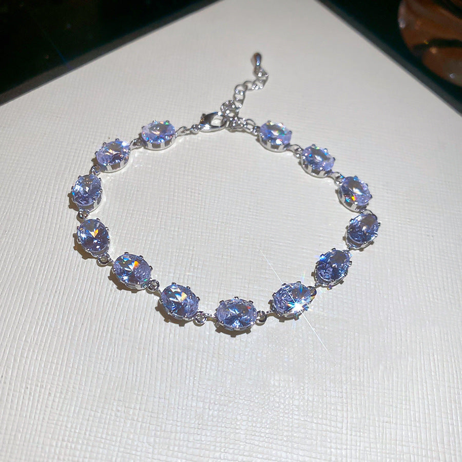 Korean Ins Style Rhombus Zircon Bracelet  Dainty Ethereal Bangle Luxury Elegant Premium Wrist Jewelry