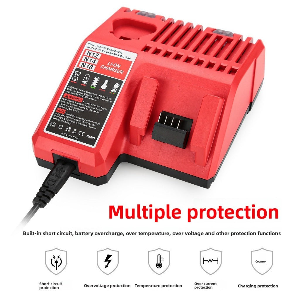 Support pan European shipping--3A Fast Battery Charger For Milwaukee M12 M18 12V-18V Lithium-Ion Tools, M12-18FC Compatible Charger, Rapid Combo Charging Station