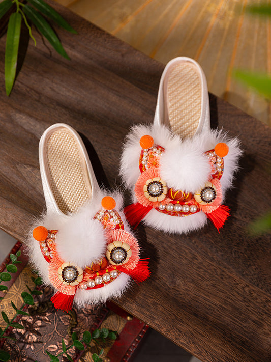 Zhensheng Happy Dongguofeng Tiger Head Shoe For Women, Adult, Summer 2026 New Design, Home Outfit Sandals, Traditional Chinese New Style Head Wrap Half Sandals