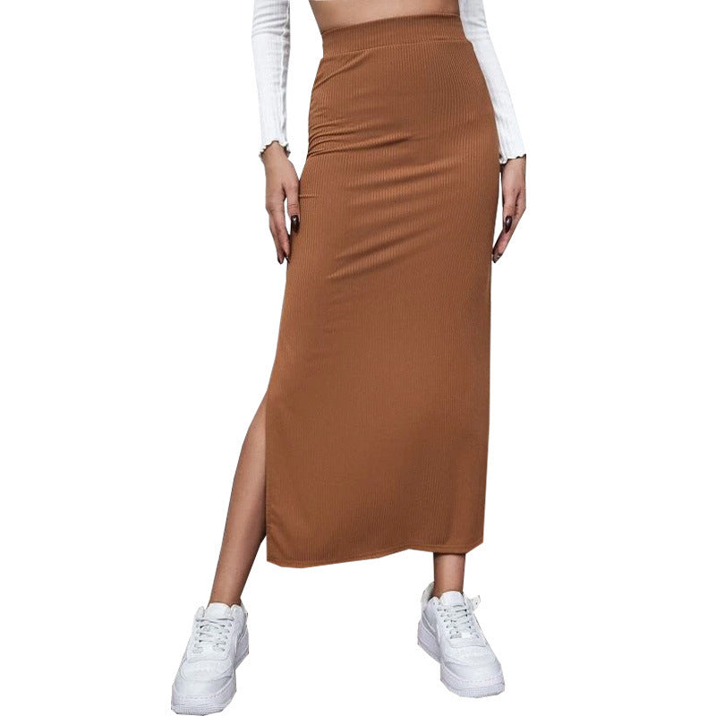 Solid-color Womens Skirt High-waisted Body-huggi Spring Style