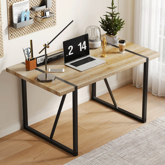 Rustic Industrial Rectangular Wood Dining Table For 4-6 Person, With 1.5  Thick Engineered Wood Color Tabletop And Black Metal Legs,Desk For Kitchen Dining Living Room, 55.1  X 31.4 X 29.9 1529W115172