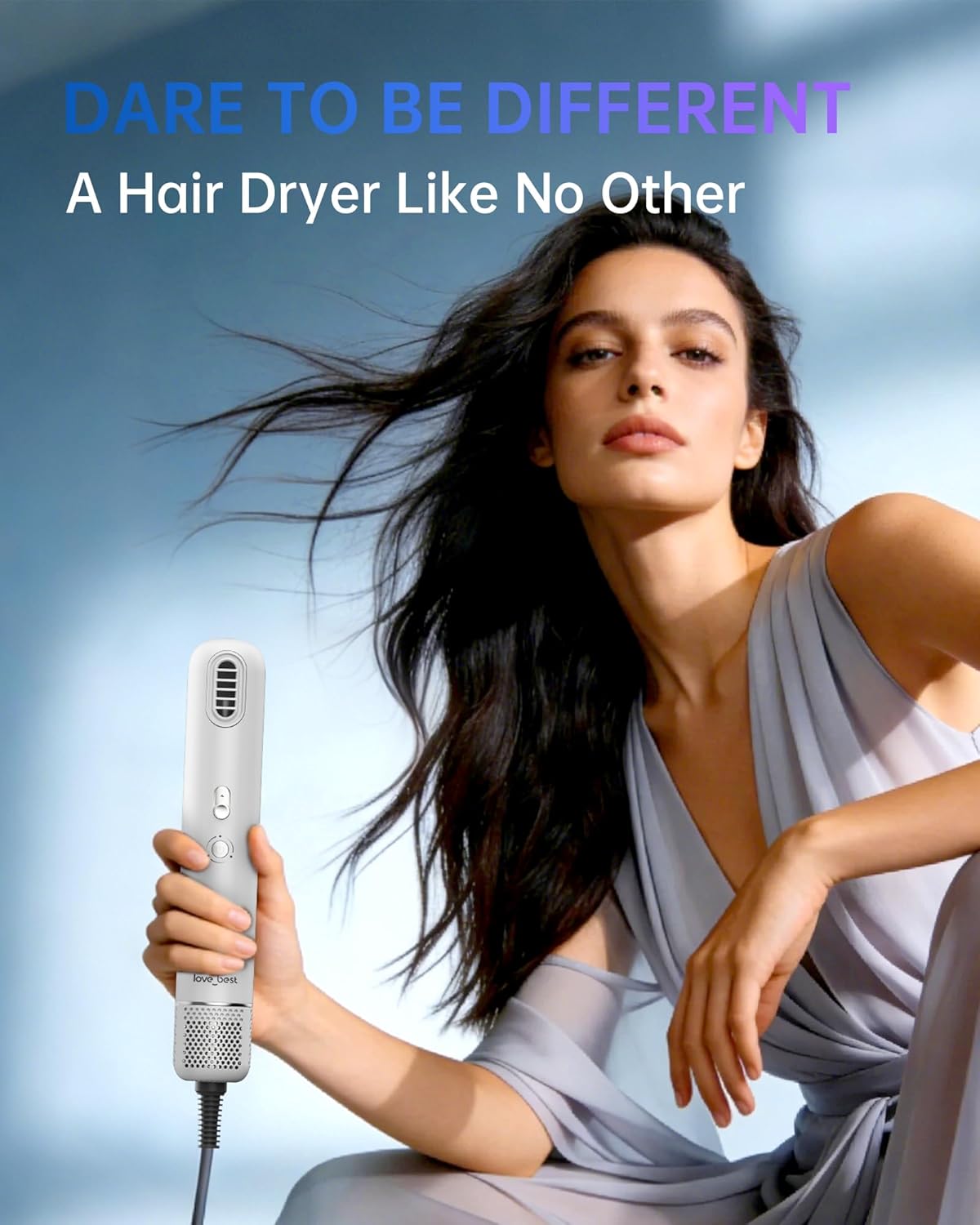 Portable High-Speed Ionic Hair Dryer, 253g Lightweight Compact Blow Dryer With 110,000 RPM Brushless Motor, 1 Billion Negative Ions, Stepless Airflow Control & Gentle Mode, White