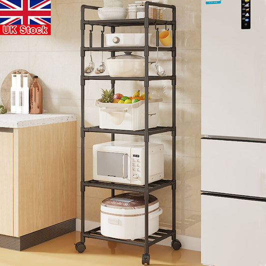 6 Tier Racking Heavy Duty Shelving Storage Shelves With Wheels Bathroom Kitchen