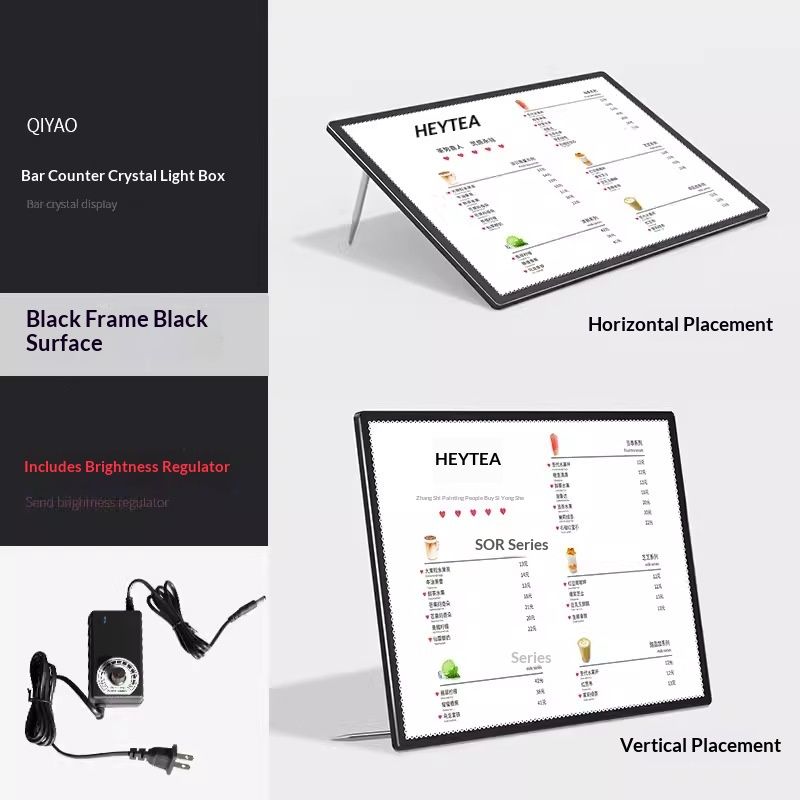 Luminous Menu Display Board Milk Tea Shop Design