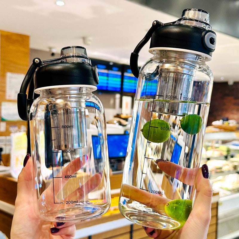 Extra-large Glass Cup With A Tea-water Separation Compartment