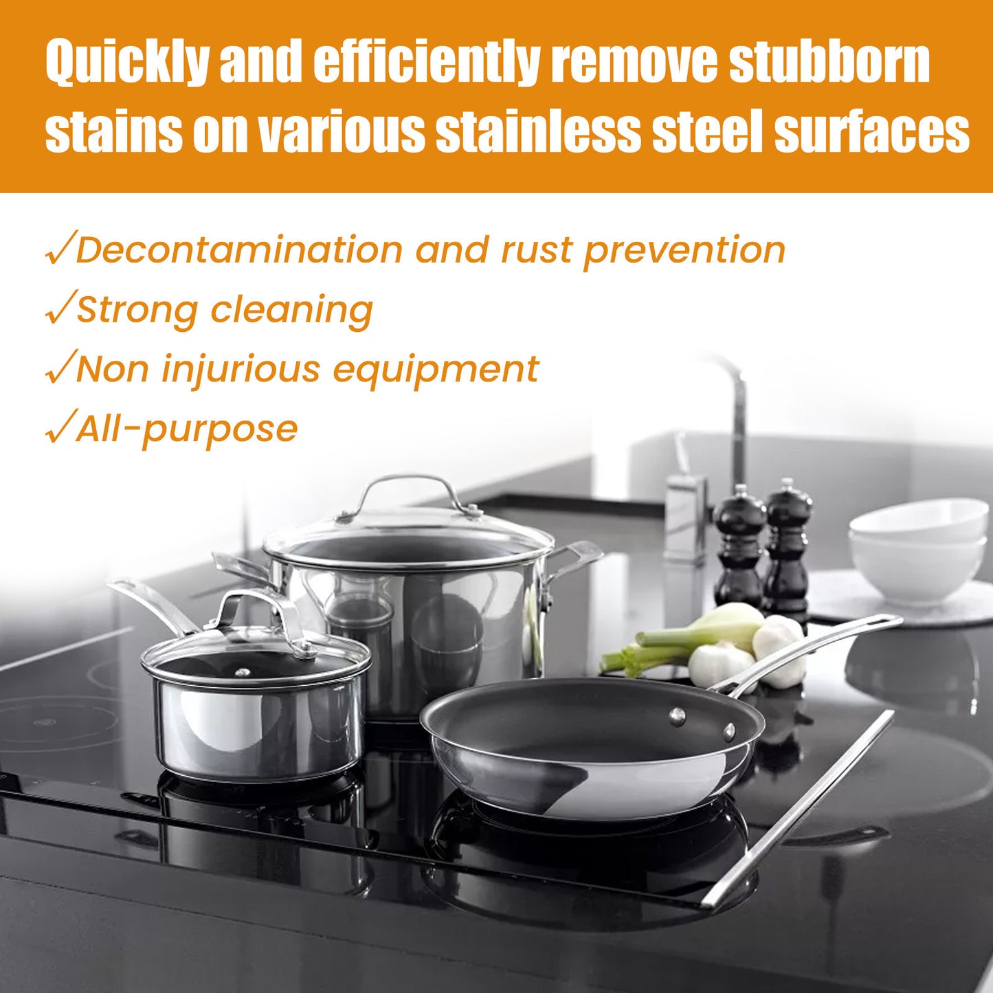Jakehoe Stainless Steel Cleaning Paste For Kitchen Utensils, Stove Tops, And Walls To Remove Stubborn Stains And Black Grime From The Bottom Of Pots