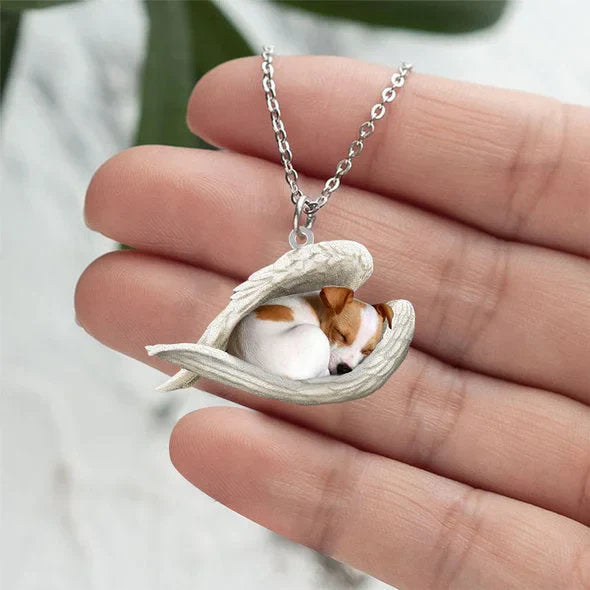 Sleeping Angel Pet Dog Acrylic Necklace