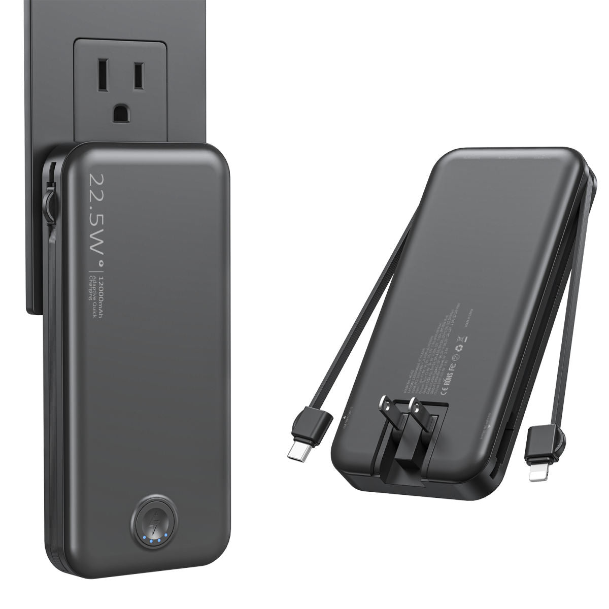 Plug-in Power Bank With Fast Charging And Cable