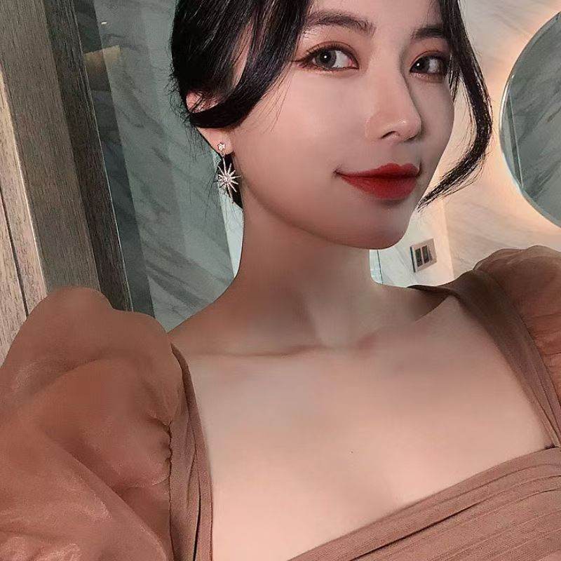 S925 Sterling Silver Micro Inlaid Zircon Tassel Earrings For Women, Shiny Starburst Stud Earrings, Korean Style Elegant Versatile Ear Ornaments.