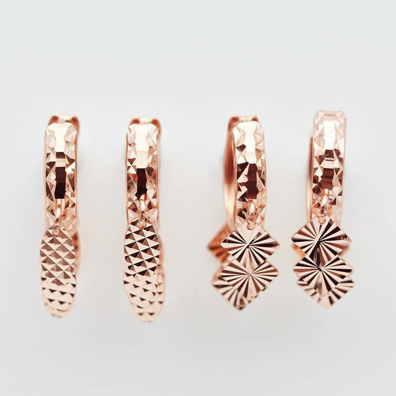 Korean-style Designer Drop Earrings With Colored Gold Ear Clips