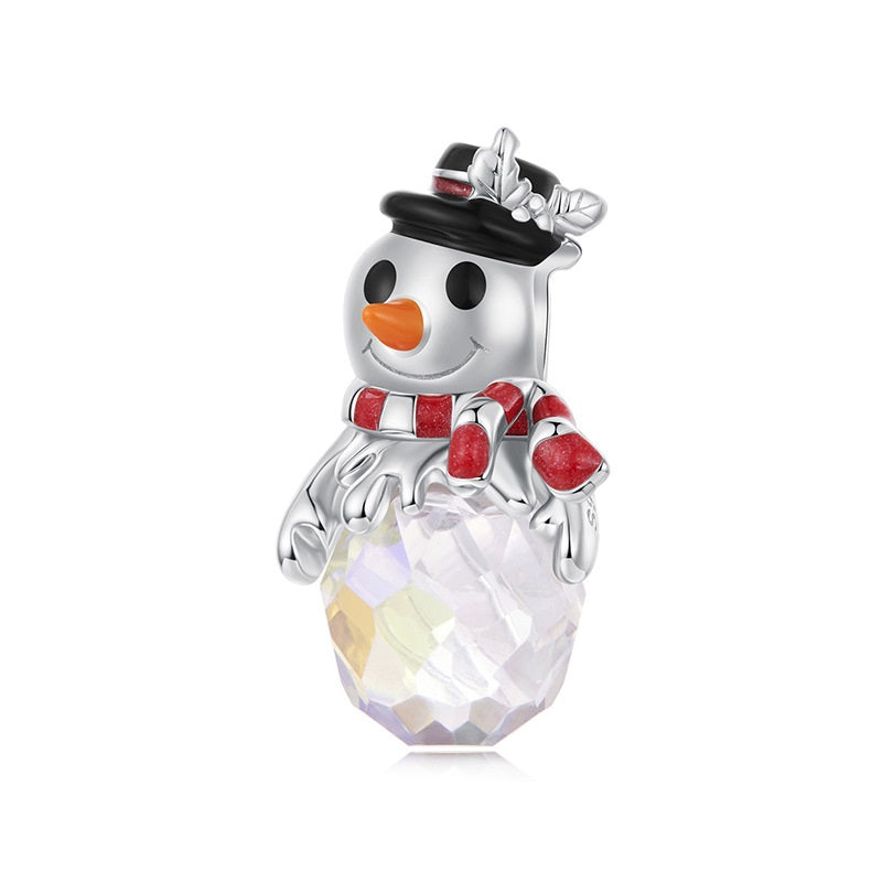 Original Christmas Snowman S925 Sterling Silver Beads Winter Christmas Atmosphere DIY Bead Ornament Accessories