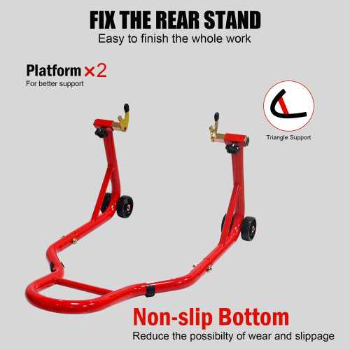 Motorcycle Stand Lift 440lbs Front Rear Combo Stand Lift Stand Front Wheel Fork Stand Rear U K Fork Swingarm Spool Stand Compatible With Most   Motorcycles