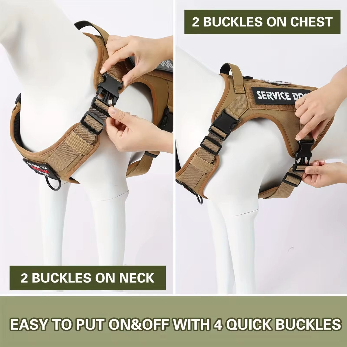 Tactical Pet Chest Service Dog Harness Vest Adjustable Reflective Dog Harness Metal Buckle Hiking Training