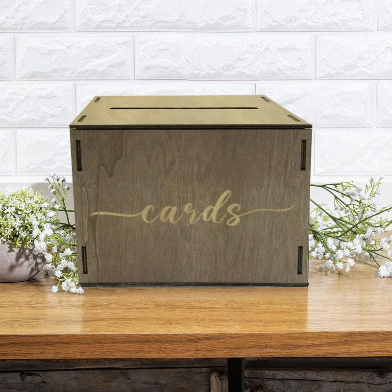 Rustic Wooden Wedding Card Box With Slot, Cards Lettering Wooden Gift Card Holder Box For Wedding Reception, Bridal Shower, Graduation Party Decor
