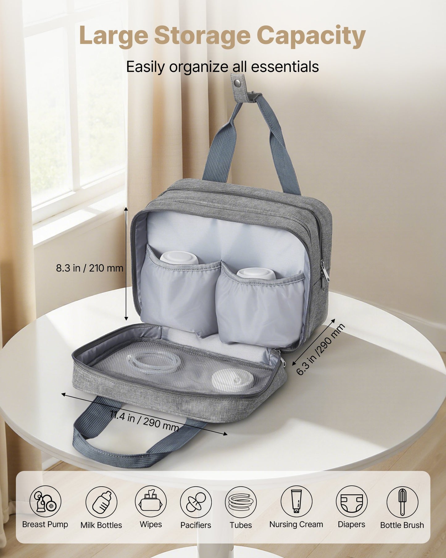 Wearable Breast Pump Bag, Breast Feeding Bag With Ice Pack, Fits For M5/M6, Pumping Accessories & Breastmilk Storage, Portable Pump Carrying Case For Work, Travel & Family Use, Grey