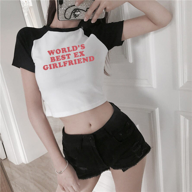 WORLD'S BEST EX GIRLFRIEND Letter Print Women's Top