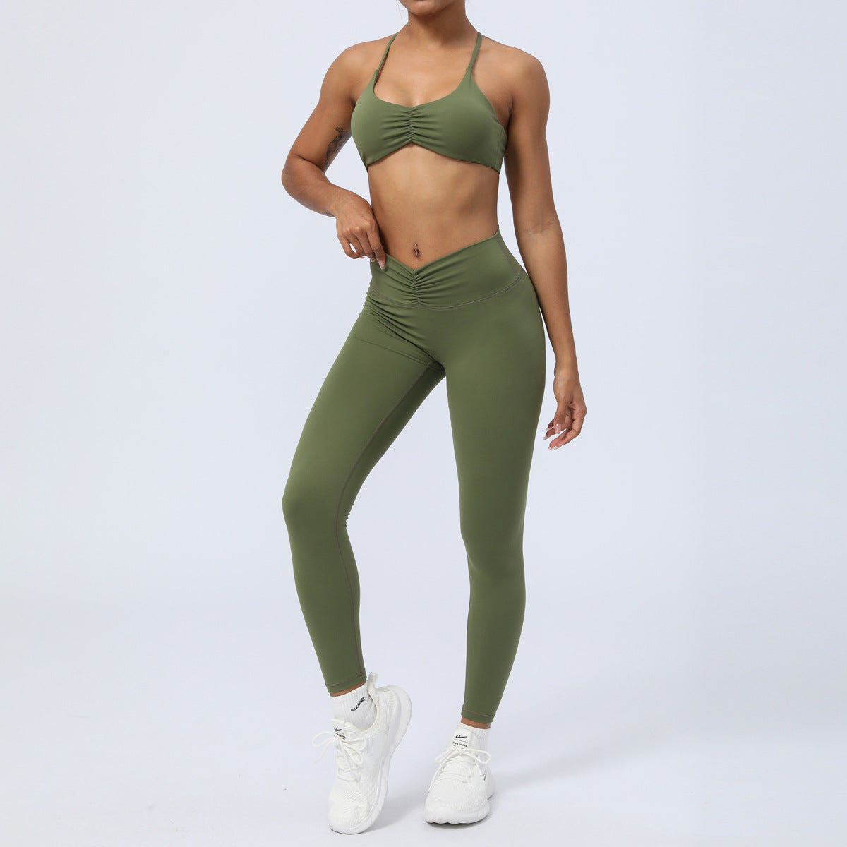 Nude Feel Workout Clothes Suit Y-shaped Beauty Back Yoga Clothes With Chest Pad