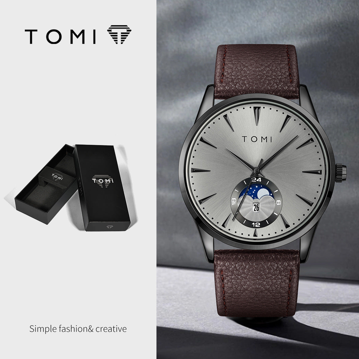 Korean-style Fashionable Round Watch For Men And Women, Simple And Casual