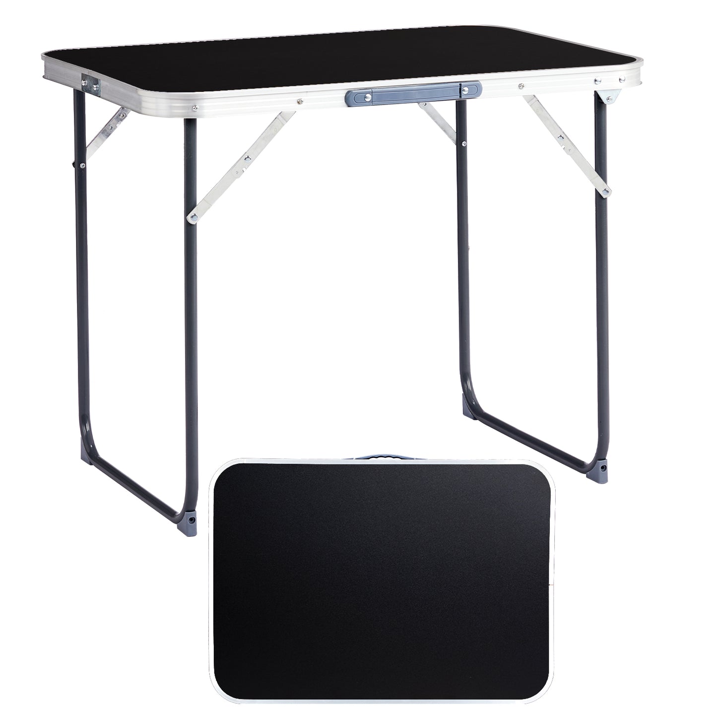 2.3ft  Portable Aluminum Folding Camping Table, Indoor Outdoor Lightweight Foldable Picnic Desk, 70-50cm Heavy Duty Small Fold Up Table