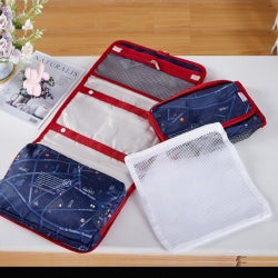 Makeup Travel Bag Cosmetic Storage Bag Hanging Toiletry Wash Organizer Pouch AU AF8218-navy Map-700019