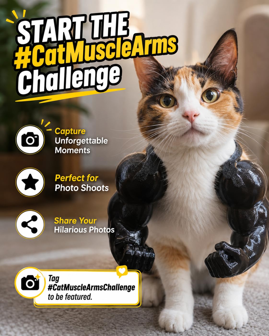Cat Muscle Arms Hilarious 3D Printed Costume  Comfy Pet Shoulder Attachment For Feline Cosplay. Lightweight PLA Toy