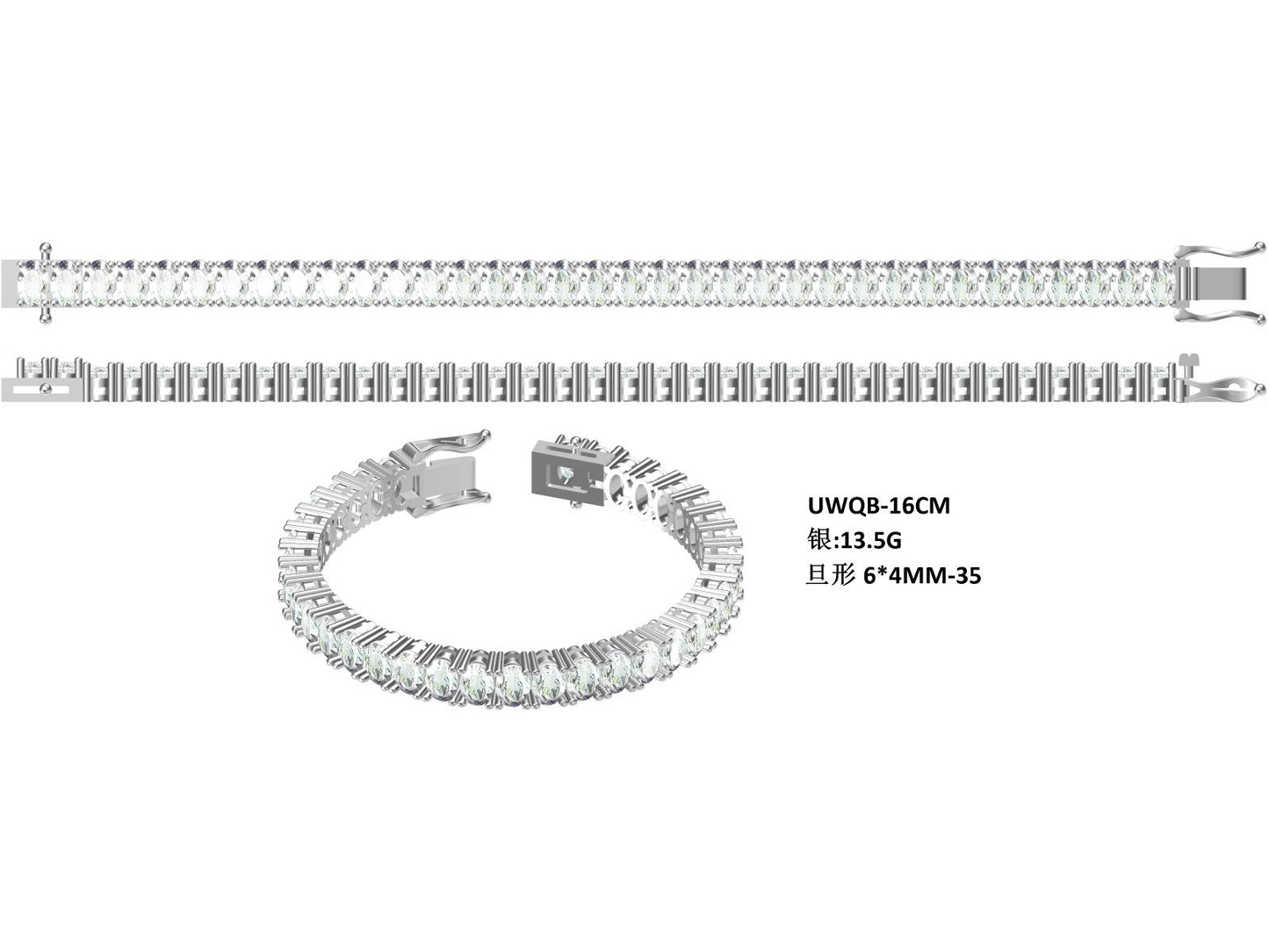 S925 Sterling Silver 6x4mm Oval Cut Moissanite Tennis Bracelet D Color VVS1 16-18-20cm GRA Certified Platinum Plated Gift Box