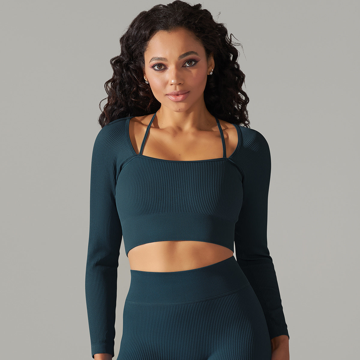 European And American Seamless Rib Solid Color Sexy Beauty Back Yoga Clothes Sports Running Fitness