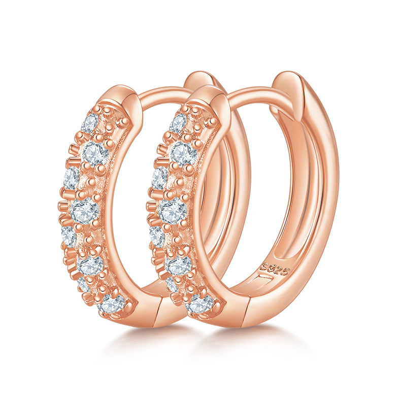 2.9g S925 Sterling Silver 15mm Moissanite Hoop Earrings  16 Stone Pave Huggie Hoops With GRA Certificate, Platinum Plated Jewelry Gift Box Set For Women
