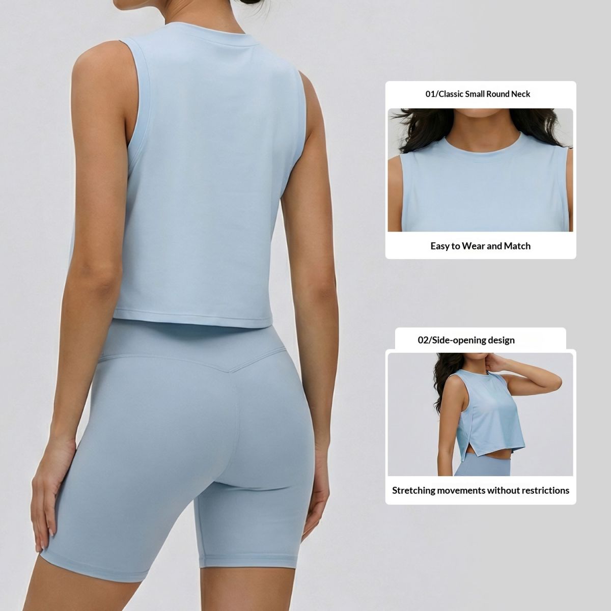 Sleeveless Womens Cropped Loose-fitting Yoga Toplightweight Breathable And Casual