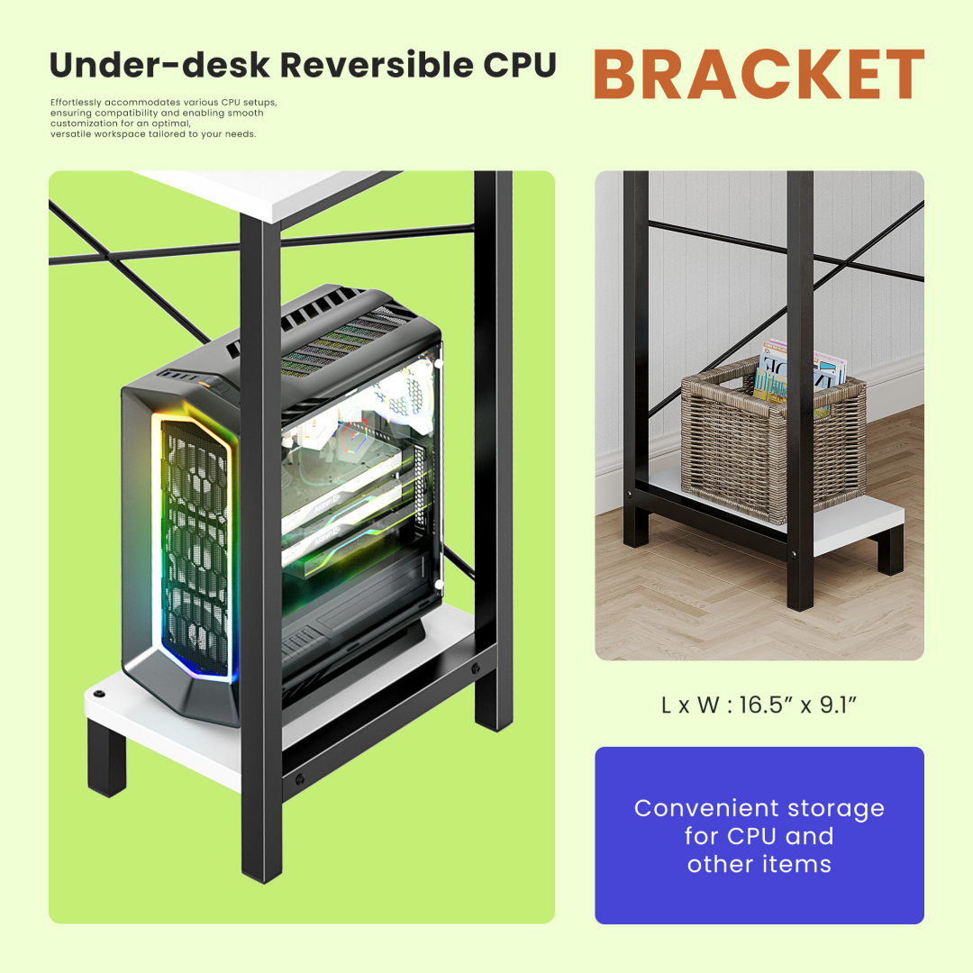 49-Inch L Shaped Desk - Computer Desk Corner Desks Gaming Desk PC Table, With CPU Stand Side Bag For Home Office Dorm Sturdy Writing Workstation