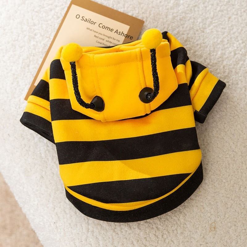 Bee Antenna Hoodie, Cute Bee Striped Dog, Kitten And Puppy Pet Clothing