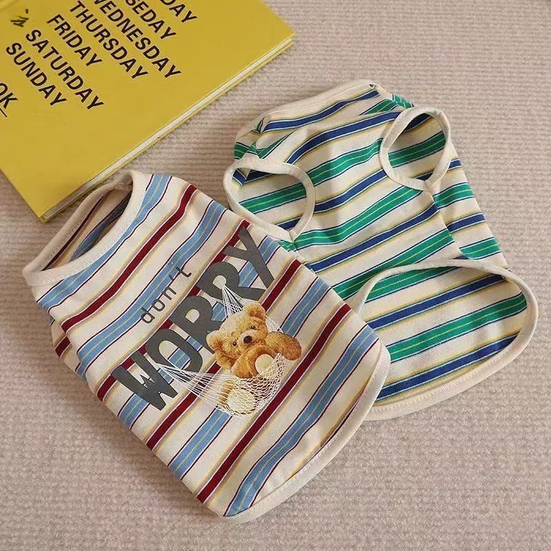 Summer Clothes For Dogs And Cats SpringSummer Breathable Striped Pet Vests