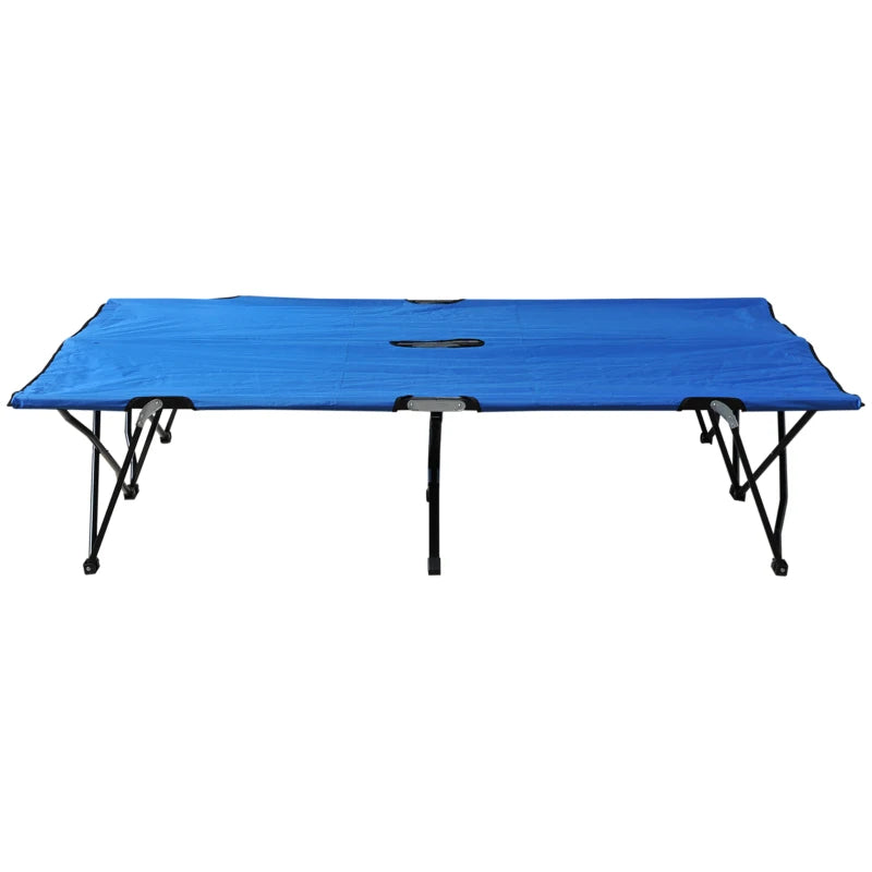 2 Person Folding Camping Cot For Adults, 50Extra Wide Outdoor Portable Sleeping Cot With Carry Bag, Elevated Camping Bed, Beach Hiking, Blue