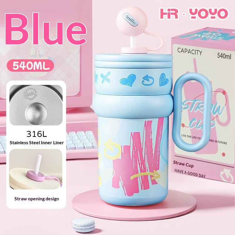 Ball-shaped Boba Milk Tea Cup With A Handle For Girls