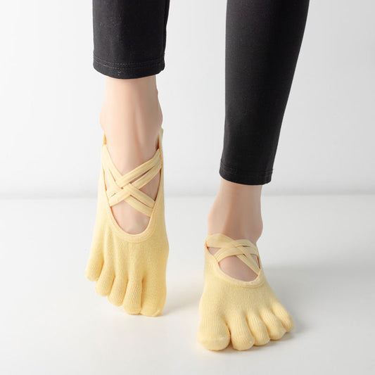 Cross-border Women's Non-slip Five-finger Yoga Socks Live Broadcast Body Dance Aerobics Pilates Fitness Sports Socks