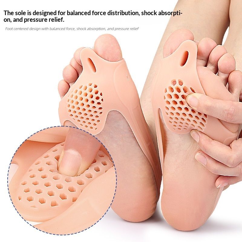 Thickened Perforated Shock-absorbing Massage Half-size Insoles With Adjustable Toe Separators