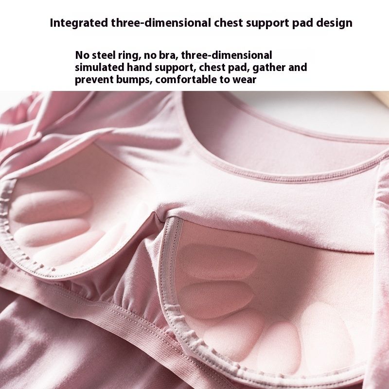 Solid Color Loose-fitting Large Size Strappy T-shirt Undershirt Set Outer Wear Chest Pad Yoga Exercise Suit