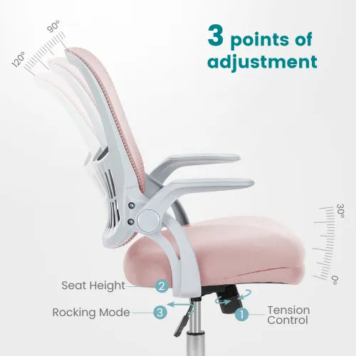 Office Mid Back Ergonomic Mesh Computer Desk Larger Seat Executive Height Adjustable Swivel Task Chair With Lumbar Support