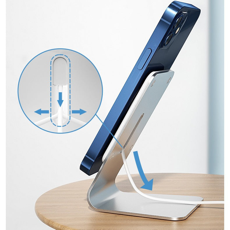 Aluminum Alloy Mobile Phone Wireless Charging Stand Convenient Magnetic Suction